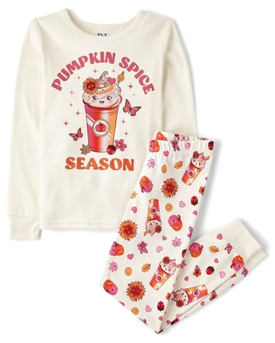 The Children's Place,Unisex Baby,and Kids, Sibling Matching, Holiday Pajama Sets, Cotton,Pumpkin Spice Season,8