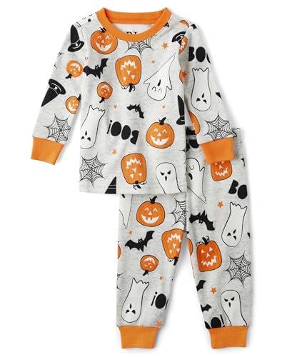 The Children's Place,Unisex Baby,and Kids, Sibling Matching, Holiday Pajama Sets, Cotton,Ghosts/Pumpkins Halloween,5 Years