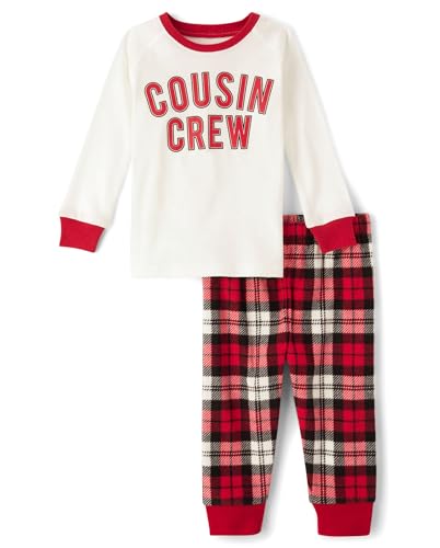 The Children's Place,Unisex Baby,and Kids, Sibling Matching, Christmas Pajama Sets, Fleece,Cousin Crew '24,5 Years