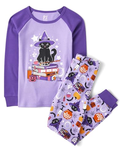 The Children's Place,Unisex Baby,and Kids, Sibling Matching, Holiday Pajama Sets, Cotton,Witchy Cat Halloween,8