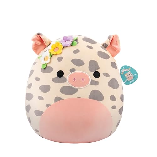 Squishmallows Original 16in Rosie The Spotted Pig with Flower Pin – Official Jazwares Plush (Large)