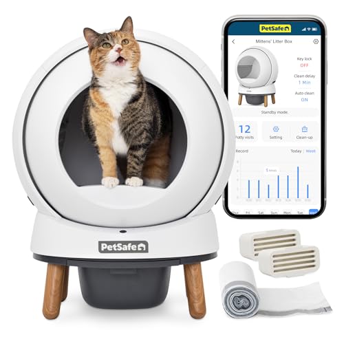PetSafe ScoopFree SmartSpin Self-Cleaning Cat Litter Box - Advanced Odor Control Technology, App Controlled with Health Monitoring