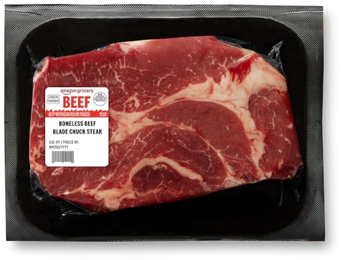 Amazon Grocery, Beef Blade Chuck Steak, Boneless, USDA Choice, Weight Varies