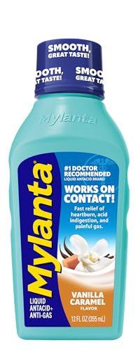 Mylanta Heartburn and Gas Relief, Liquid Antacid, Vanilla Caramel Flavor, 12 Fluid Ounce