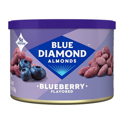 Blue Diamond Almonds, Classic Blueberry Flavored Sweet Snack Nuts perfect size for On-the-go, Lunch, Adults and Kids, 6oz Can