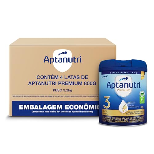 Kit Aptanutri Premium 3 Fórmula Infantil em Pó para Crianças a partir de 1 Ano, Contém Leite – 800 g (Kit com 4 Unidades...