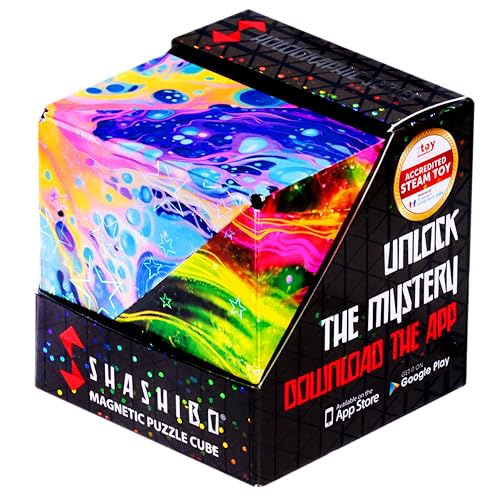 Shashibo Shape Shifting Box - Award-Winning Fidget Toy w/ 36 Rare Earth Magnets - Fidget Cube Transforms Into Over 70 Shapes, Sensory Toy Gift for Kids, Teens, and Adults (Cosmos)