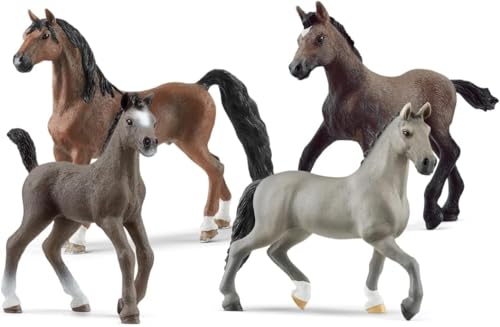 Schleich Horse Club - 4 PC Horse Toy Collector Playset - Detailed, Realistic Figurine Horses and Foals for Girls and Boys - Realistic Farm Animal Figure Set for Kids Ages 5+ | 77572