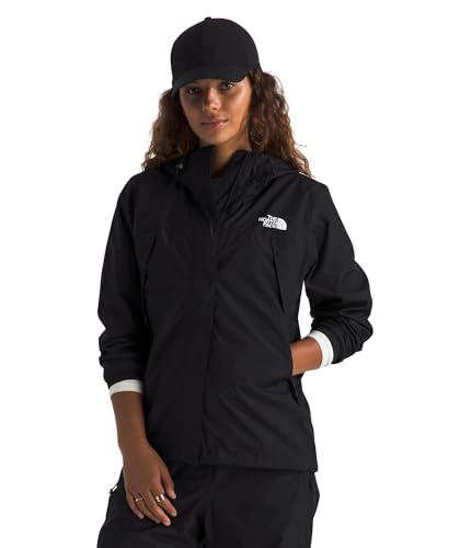 THE NORTH FACE Women's Antora Waterproof Jacket (Standard & Big Size) | Windproof & Water Repellent Rain Coat, Adjustable 3-Piece Hood, TNF Black, Large