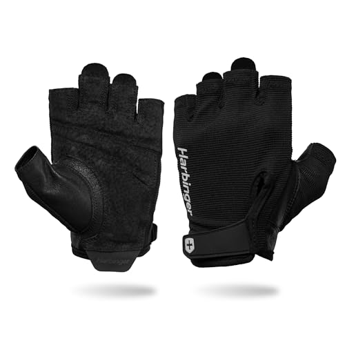 Power Gloves 3.0 - Durable Half Finger Weightlifting Gloves with Adjustable Wrist Closure, Breathable Leather Palm, Men's, Black, X-Large