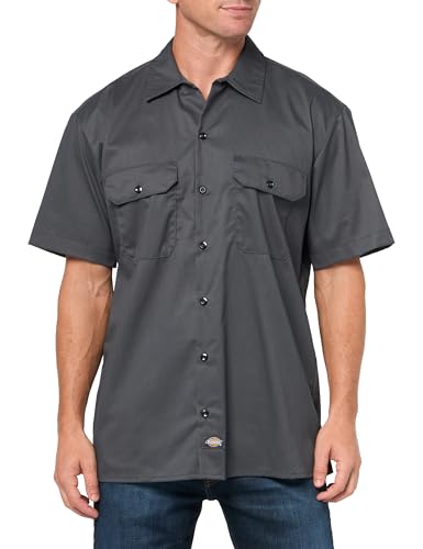 Dickies Flex Relaxed Fit Short Sleeve Work Shirt, Charcoal, L