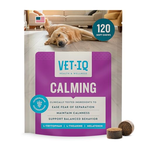 VetIQ Calming Support Supplement, Calming Chews for Dogs Help Manage Stress and Promote Relaxation, Anxiety Relief for Dogs, Made in The USA, 120 Count