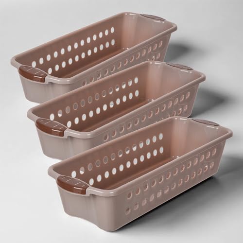 Urbane Home Pack of 3 Storage Basket | Storage Organizer for Kitchen-Refrigerator-Vegetables-Stationery | Multipurpose Cabinet Shelf Rack | Storage Bo