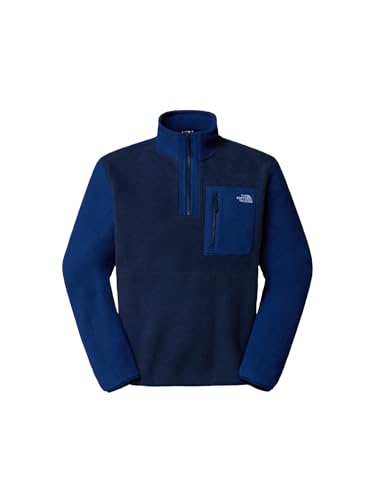 The North Face Men's Yumiori Quarter Zip Jacket | Lightweight Fleece Coat with Embroidered Logo, Secure Zip Chest Pocket, Summit Navy/Estate Blue/Summit Navy, Large