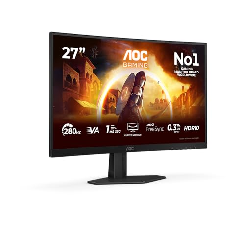 (-18%) AOC C27G4ZXE 27 Zoll Curved, FHD Gaming Monitor, 280Hz, Fast VA Panel, 1ms GtG, HDR10, FreeSync Premium, (1920x1080 HDMI 2X 2.0 DP 1x 1.4) Schwarz