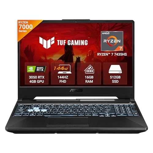 ASUS TUF Gaming A15, AMD Ryzen 7 7435HS Gaming Laptop(NVIDIA RTX 3050-4GB/60W TGP/16GB RAM/512GB SSD/FHD/15.6"/144Hz/RGB KB/48WHr/Windows 11/Graphite 