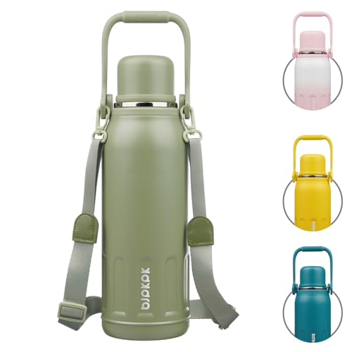 BJPKPK Insulated 50oz Thermal Water Bottle with Lid and Carry Handle Insulated Stainless Steel Water Bottles for Outdoor Sports,Army Green
