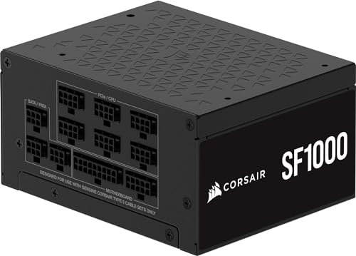 CORSAIR SF1000 (2024) Fully Modular 80 PLUS Platinum ATX Power Supply with Low Noise – ATX 3.1 Suitable – PCIe 5.1 Prepared – SFX to ATX Bracket Included – Black