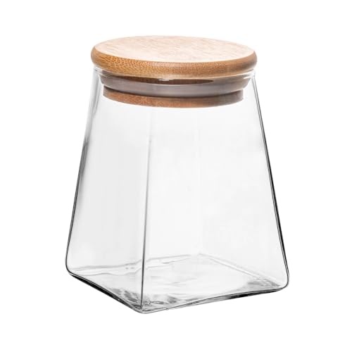 WOLFF - Porta Mantimento de Vidro Borossilicato com Tampa de Bambu 350ml