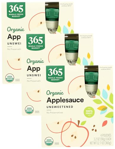 365 by Whole Foods Market, Organic Unsweetened Applesauce 12 Pack, 3.2 Ounce
