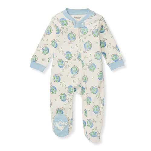Burt's Bees Baby Boys' Organic Cotton Sleep and Play Footed Pajamas, 2-way Zipper PJs