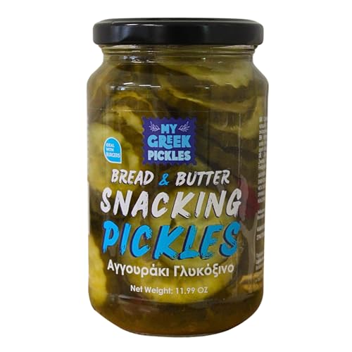 My Greek Pickles – Bread & Butter Snacking Pickles 2 x 340g (Total 680g) | Sweet & Tangy Sliced Cucumbers | Crunchy, Natural, Vegan, Gluten-Free