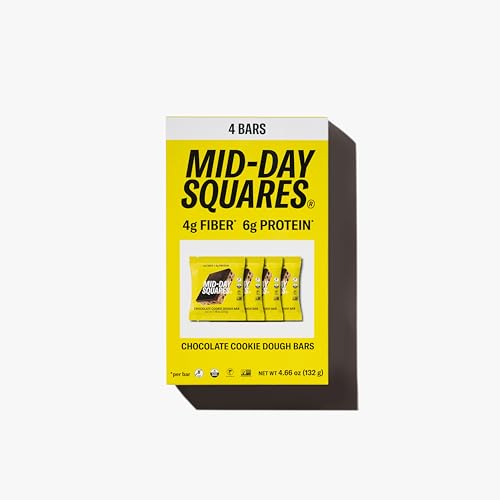 Mid-Day Squares, Functional Plant Based Chocolate Bar, Cookie Dough, 4 Pack