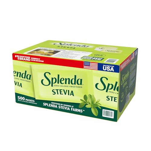 SPLENDA Stevia Zero Calorie Sweetener, Plant Based Sugar Substitute Granulated Powder, Single Serve Packets, 500 Count (Pack of 1)