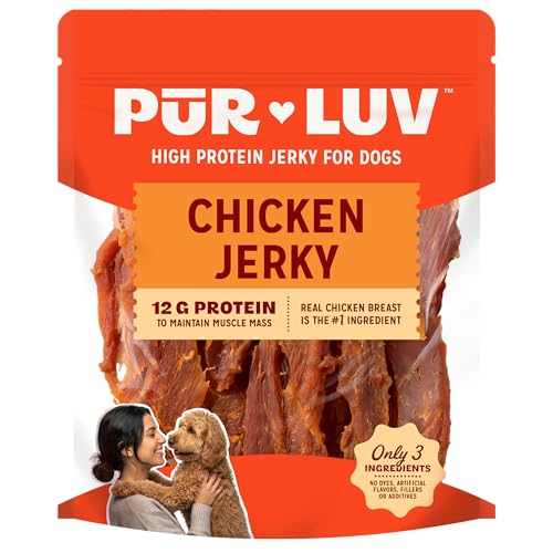 Pur Luv Dog Treats, Chicken Jerky for Dogs, Made with 100% Real Chicken Breast, 32 Ounces, Healthy, Easily Digestible, Long-Lasting, High Protein Dog Treat, Satisfies Dog's Urge to Chew