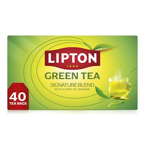 Lipton Signature Blend Green Tea Bags, Unsweetened Teabags for Hot Tea or Iced Tea with Caffeine and Flavonoids, 40 Total Tea Bags