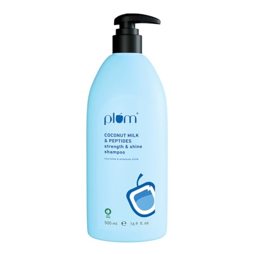 Plum Coconut Milk & Peptides Shampoo for Dry & Frizzy Hair | Provides 22X Shiny & Softer | Paraben-Free | Hair Shampoo for Women & Men | for Straight,
