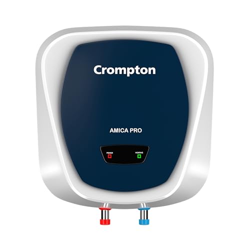 Crompton Amica Pro 15 Ltr Storage Water Heater | 2000W Heating Element | 5 Star BEE Rated | Glassline Tank |Rust-Proof Body | High-Rise Compatible | 2
