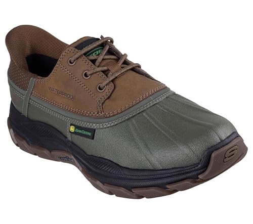 Skechers Men's John Deere Respected Tanzier Built Rain Shoe, Olive/Brown, 10.5