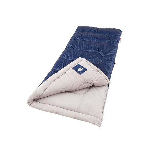 Coleman Brazos 20/30°F Adult Cool-Weather Sleeping Bag with No-Snag Zipper & Stuff Sack, Machine Washable