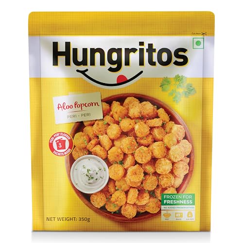 Aloo Popcorn | Super Crunchy | Fry, Bake or Air Fry | Frozen Veg Snack | Ready-to-Cook | 350g