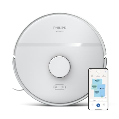 Philips HomeRun 2000 series: 2-in-1 Robot vacuum and mop with 2700 Pa suction & 130 min runtime, laser navigation, carpet boost, app-controlled, White (XU2000/20)