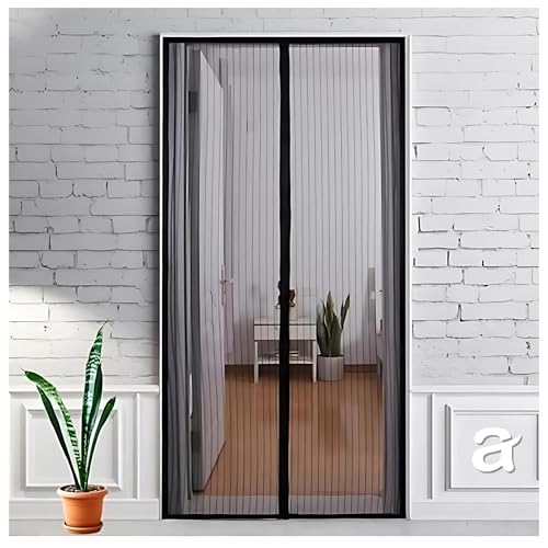 Auto Close Magnetic Hands-Free Mesh Door Curtain | Polyester Mosquito & Insect Net with Self-Adhesive Hook Tape | Pet & Kid Friendly | Multicolor | 10