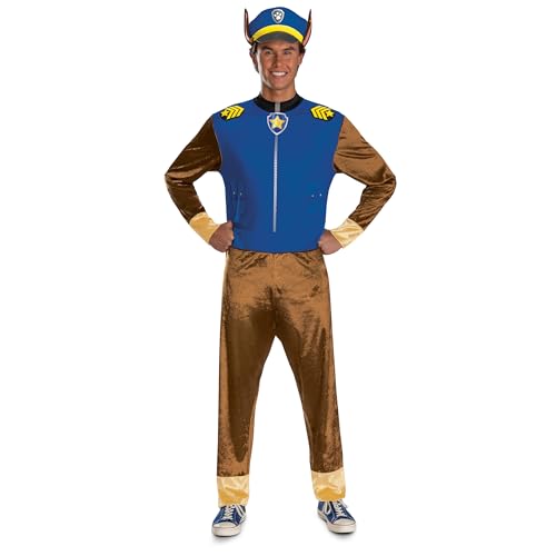 Disguise Paw Patrol Chase Costume for Adults, Official Paw Patrol Chase Costume Outfit with Headpiece and Tail, Men's Size (50-52)