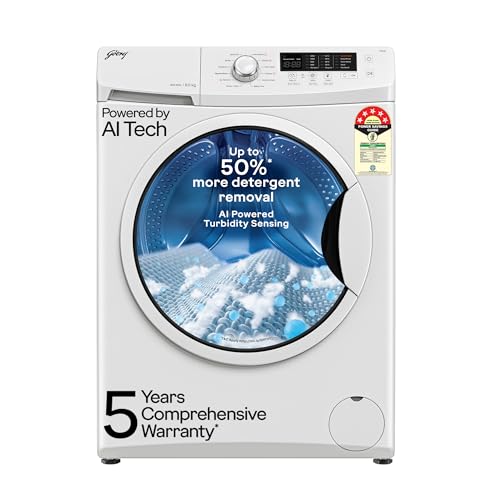 Godrej 8 Kg 5 Star, AI Powered, Inbuilt Heater, Fabrisafe Drum, Eco Wash, Unbalanced Load Sensor, Stain wash, Fully Automatic Front Load Washing Machi