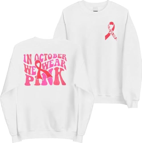 BANGELY Breast Cancer Sweatshirt Women Breast Cancer Awareness Shirt In October We Wear Pink Shirts Pink Ribbon Gift Tee Tops