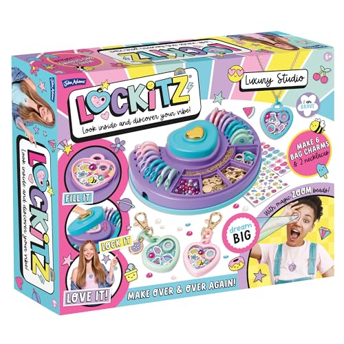 John Adams Lockitz Luxury Studio | Fashion Jewellery Maker | Create Cute Bag Charms, Necklaces & Accessories | Includes Magic Zoom Beads with Secret Messages | Age 6+ | Christmas & Birthday Gift Idea