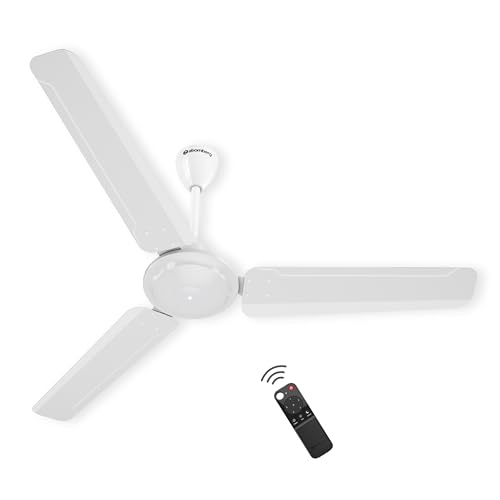 atomberg Ameza Remote Controlled 1200mm BLDC Ceiling Fan | Gloss White | BEE 5 Star | High Air Flow | Low Noise | Power Saving | Timeless Design with 