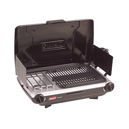 Coleman Tabletop 2-in-1 Camping Grill/Stove, 2-Burner Propane Grill &amp; Stove with Adjustable Burners &amp; 20,000 BTU