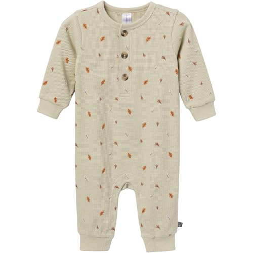 Modern Moments by Gerber Baby Boys' Long Sleeve Long Leg Slouch Romper, Light Green Leaves, 24 Months