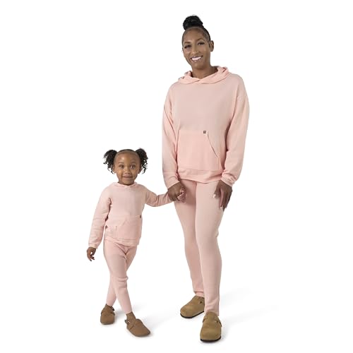 Modern Moments by Gerber Toddler Girls' Mommy and Me Hooded Waffle Sweater Knit Top and Legging Set, Pink, 2T