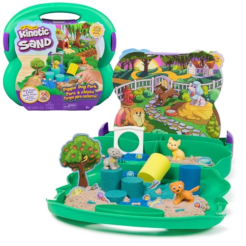 🔥 STARKER PREIS (-44%) Kinetic Sand Hunde Park Koffer - mit 680 g original kinetischem Sand aus Schweden, erfüllt alle gesetzlichen Anfordreungen, mit 3 Hunden und 2 Werkzeugen, für Kinder ab 3 Jahren