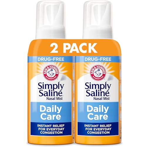 Arm & Hammer Simply Saline Daily Care Nasal Mist 4.4oz, Saline Nasal Spray, Drug-Free, 2-Pack