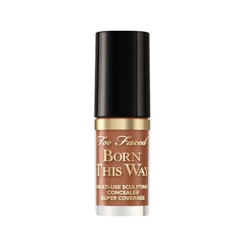 Too Faced Born This Way Super Coverage Multi-Use Concealer | Full Coverage, Non-Comedogenic, Oil Free + Long Lasting Concealer | Hyaluronic Acid + Coconut Water, 0.06 Fl Oz, Travel Size, Mocha