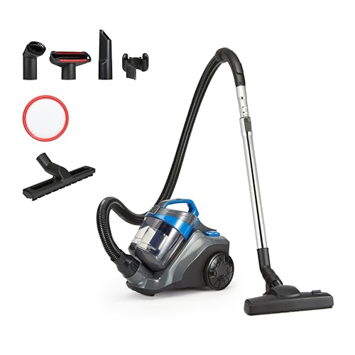 🔥 STARKER PREIS (-30%) Amazon Basics Bodenstaubsauger ohne Beutel 1.7L Kompakt Leichtgewicht mit 3-Fach-Aktionsdüse, HEPA-Filter, 850W, für Teppich und Hartböden, Schwarz & Blau