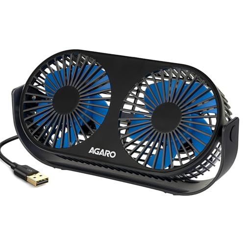 AGARO Signify USB Desk Twin Fan, Portable Table Cooling Fan with 3 Speed Wind, USB Powered, Dual Mode, Quiet Aromatherapy Table Desk Fan, Home, Office